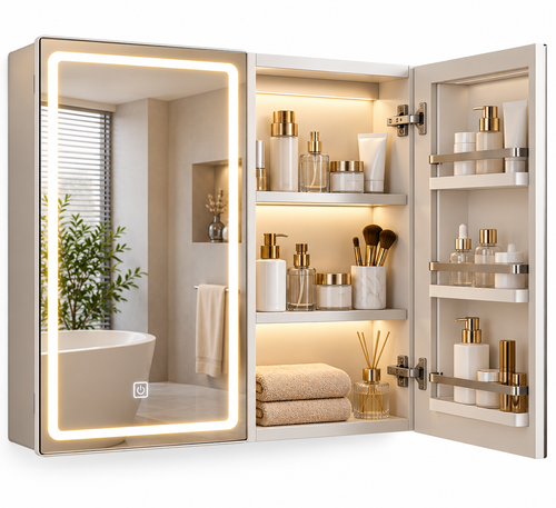 Wall-Mounted LED Mirror Bathroom Cabinet