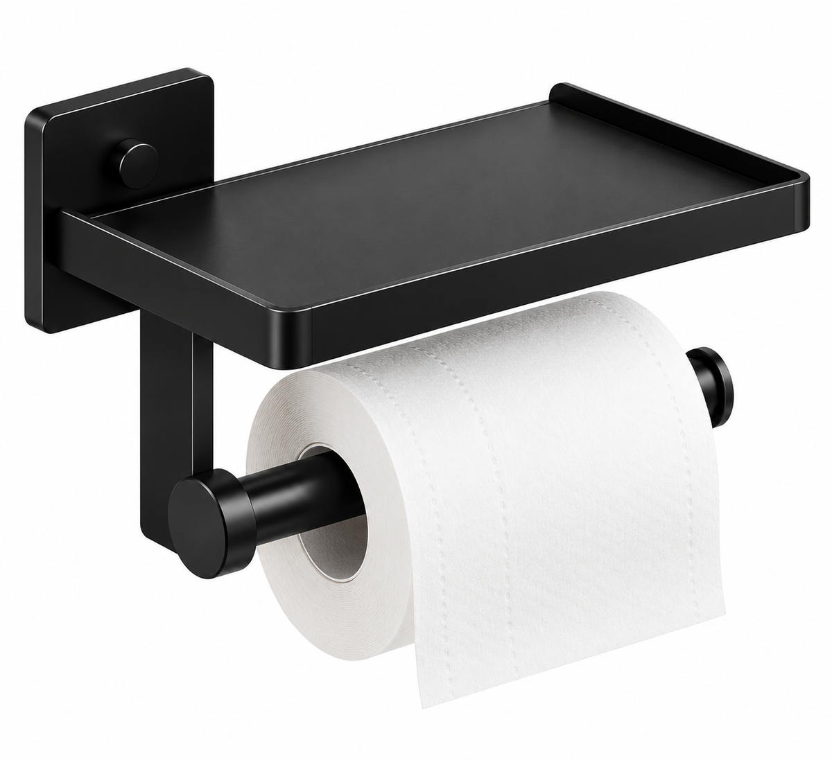 Wall-Mounted Toilet Paper Holder with Storage Shelf